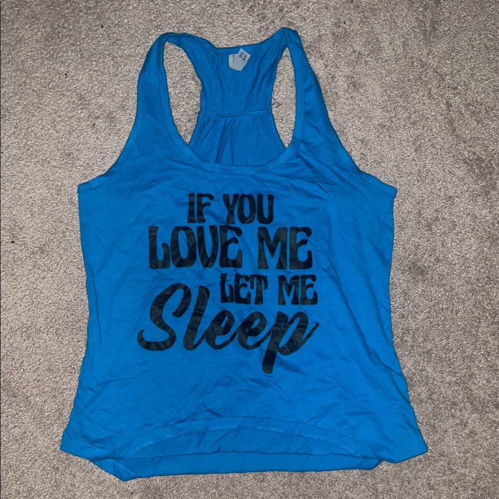 Next Level Apparel Blue Tank Top with Black Graphic